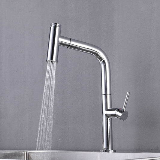 Modern Pull Down Single Handle Kitchen Faucet 1 Hold Faucet with Pull Out Sprayer Clearhalo 'Home Improvement' 'home_improvement' 'home_improvement_kitchen_faucets' 'Kitchen Faucets' 'Kitchen Remodel & Kitchen Fixtures' 'Kitchen Sinks & Faucet Components' 'kitchen_faucets' 6742896