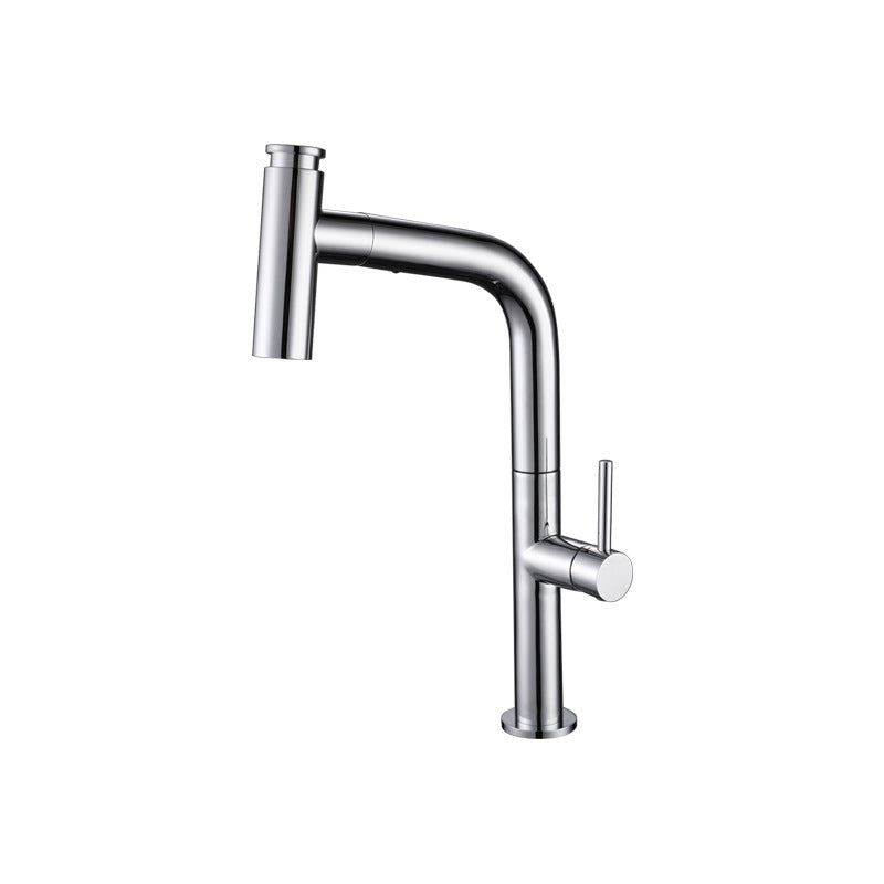 Modern Pull Down Single Handle Kitchen Faucet 1 Hold Faucet with Pull Out Sprayer Nickel Clearhalo 'Home Improvement' 'home_improvement' 'home_improvement_kitchen_faucets' 'Kitchen Faucets' 'Kitchen Remodel & Kitchen Fixtures' 'Kitchen Sinks & Faucet Components' 'kitchen_faucets' 6742897