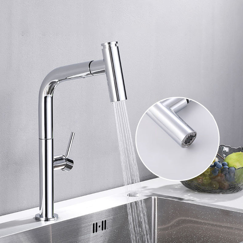 Modern Pull Down Single Handle Kitchen Faucet 1 Hold Faucet with Pull Out Sprayer Clearhalo 'Home Improvement' 'home_improvement' 'home_improvement_kitchen_faucets' 'Kitchen Faucets' 'Kitchen Remodel & Kitchen Fixtures' 'Kitchen Sinks & Faucet Components' 'kitchen_faucets' 6742903
