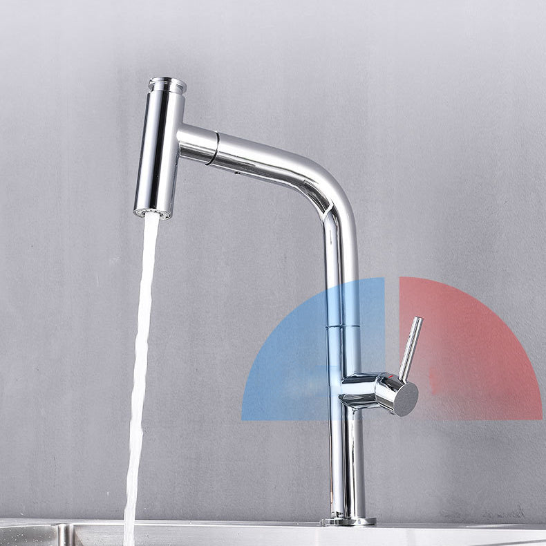 Modern Pull Down Single Handle Kitchen Faucet 1 Hold Faucet with Pull Out Sprayer Clearhalo 'Home Improvement' 'home_improvement' 'home_improvement_kitchen_faucets' 'Kitchen Faucets' 'Kitchen Remodel & Kitchen Fixtures' 'Kitchen Sinks & Faucet Components' 'kitchen_faucets' 6742906