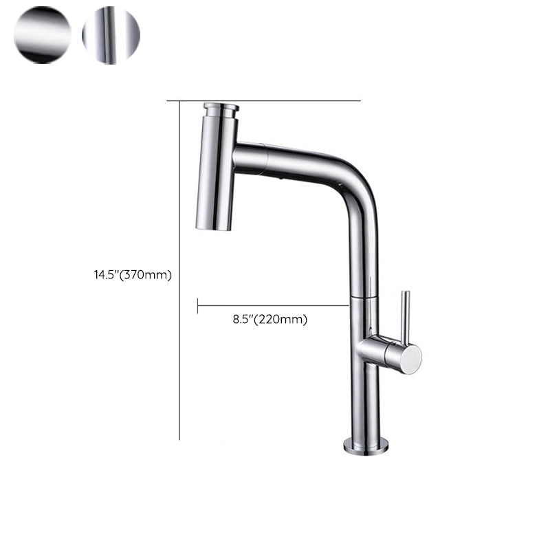 Modern Pull Down Single Handle Kitchen Faucet 1 Hold Faucet with Pull Out Sprayer Clearhalo 'Home Improvement' 'home_improvement' 'home_improvement_kitchen_faucets' 'Kitchen Faucets' 'Kitchen Remodel & Kitchen Fixtures' 'Kitchen Sinks & Faucet Components' 'kitchen_faucets' 6742909