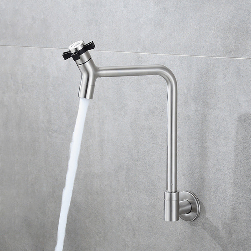 Black and Silver Faucets 1-Handle and 1-Hole Single Level Stainless Steel Bar Faucet Silver 9.4" Clearhalo 'Home Improvement' 'home_improvement' 'home_improvement_kitchen_faucets' 'Kitchen Faucets' 'Kitchen Remodel & Kitchen Fixtures' 'Kitchen Sinks & Faucet Components' 'kitchen_faucets' 6742910