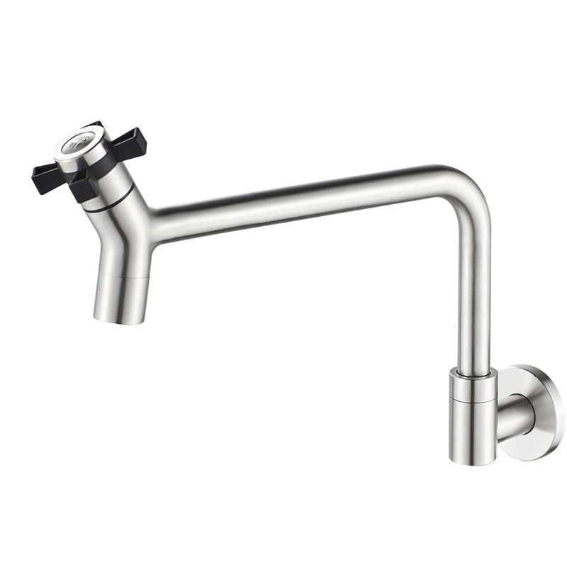 Black and Silver Faucets 1-Handle and 1-Hole Single Level Stainless Steel Bar Faucet Silver 5.9" Clearhalo 'Home Improvement' 'home_improvement' 'home_improvement_kitchen_faucets' 'Kitchen Faucets' 'Kitchen Remodel & Kitchen Fixtures' 'Kitchen Sinks & Faucet Components' 'kitchen_faucets' 6742911