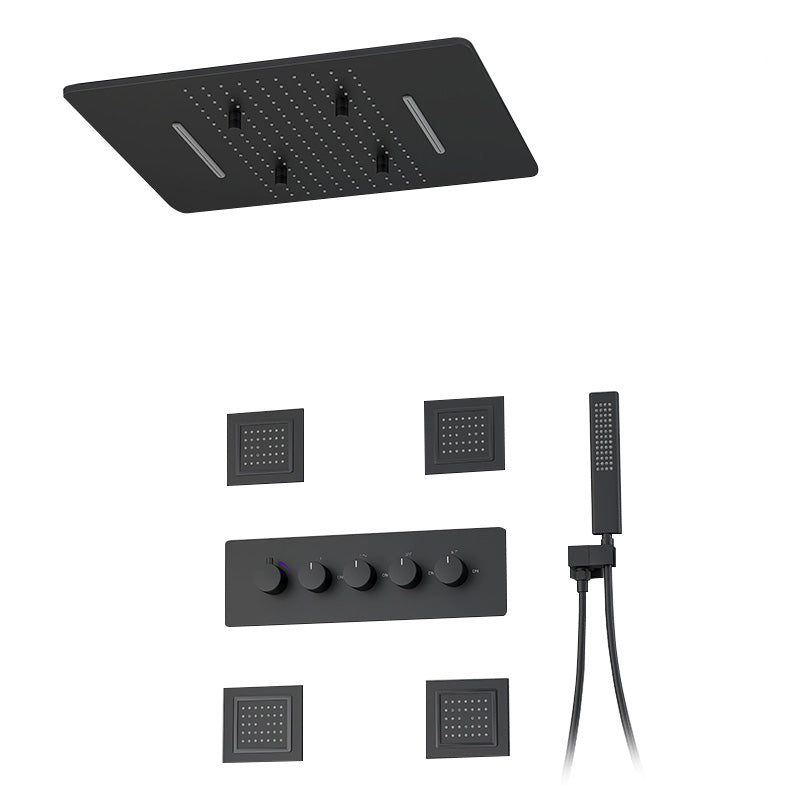 All-copper Concealed Shower Set In-wall Bathroom Minimalist Waterfall Shower Black 4 Clearhalo 'Bathroom Remodel & Bathroom Fixtures' 'Home Improvement' 'home_improvement' 'home_improvement_shower_faucets' 'Shower Faucets & Systems' 'shower_faucets' 'Showers & Bathtubs Plumbing' 'Showers & Bathtubs' 6742931