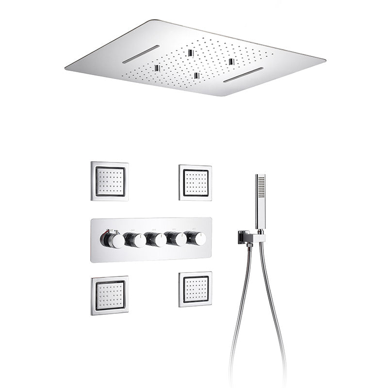 All-copper Concealed Shower Set In-wall Bathroom Minimalist Waterfall Shower Silver 4 Clearhalo 'Bathroom Remodel & Bathroom Fixtures' 'Home Improvement' 'home_improvement' 'home_improvement_shower_faucets' 'Shower Faucets & Systems' 'shower_faucets' 'Showers & Bathtubs Plumbing' 'Showers & Bathtubs' 6742937