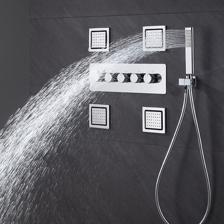 All-copper Concealed Shower Set In-wall Bathroom Minimalist Waterfall Shower Clearhalo 'Bathroom Remodel & Bathroom Fixtures' 'Home Improvement' 'home_improvement' 'home_improvement_shower_faucets' 'Shower Faucets & Systems' 'shower_faucets' 'Showers & Bathtubs Plumbing' 'Showers & Bathtubs' 6742944