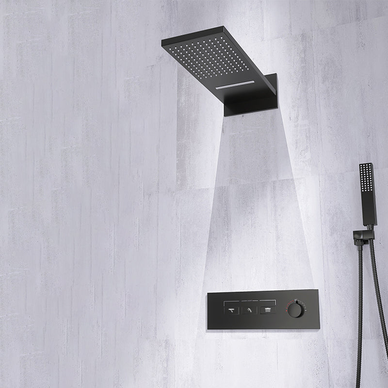 Minimalist Concealed Shower Set Recessed Push Button Wall Diverter Black No Faucet Thermostatic Clearhalo 'Bathroom Remodel & Bathroom Fixtures' 'Home Improvement' 'home_improvement' 'home_improvement_shower_faucets' 'Shower Faucets & Systems' 'shower_faucets' 'Showers & Bathtubs Plumbing' 'Showers & Bathtubs' 6742955