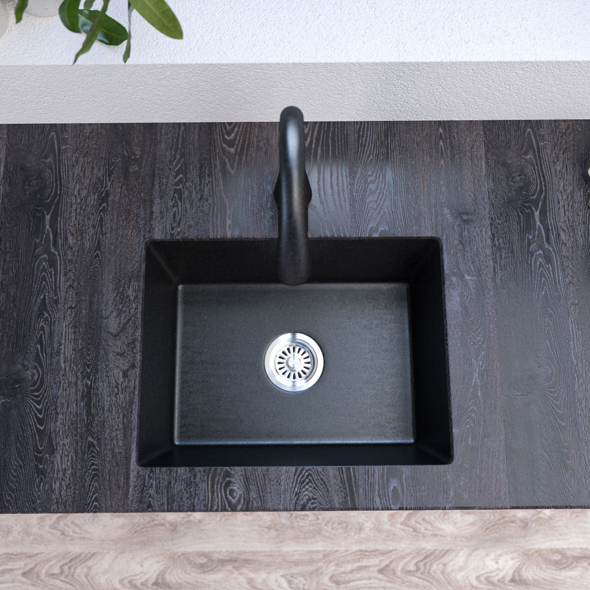 Contemporary Kitchen Sink Black Square Quartz Single Bowl without Faucet Clearhalo 'Home Improvement' 'home_improvement' 'home_improvement_kitchen_sinks' 'Kitchen Remodel & Kitchen Fixtures' 'Kitchen Sinks & Faucet Components' 'Kitchen Sinks' 'kitchen_sinks' 6742977