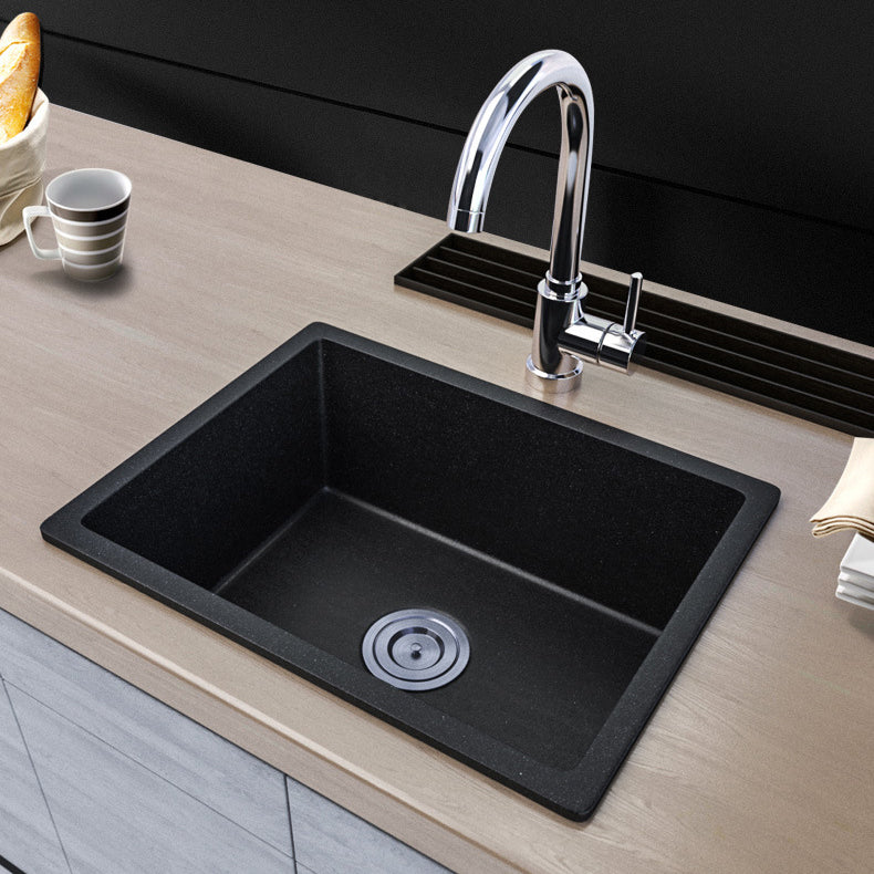 Contemporary Kitchen Sink Black Square Quartz Single Bowl without Faucet Clearhalo 'Home Improvement' 'home_improvement' 'home_improvement_kitchen_sinks' 'Kitchen Remodel & Kitchen Fixtures' 'Kitchen Sinks & Faucet Components' 'Kitchen Sinks' 'kitchen_sinks' 6742978