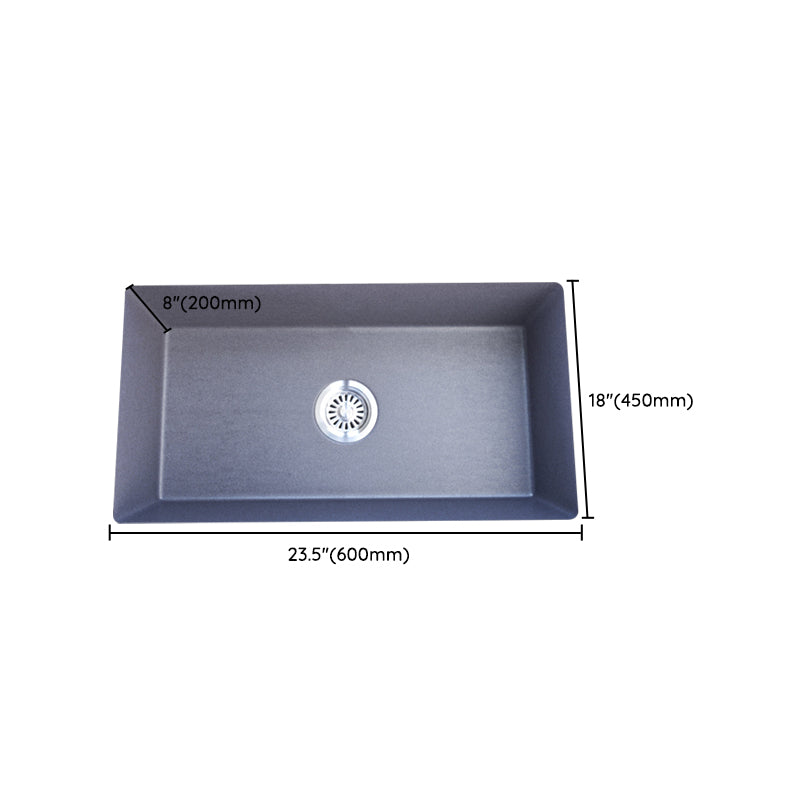 Contemporary Kitchen Sink Black Square Quartz Single Bowl without Faucet Clearhalo 'Home Improvement' 'home_improvement' 'home_improvement_kitchen_sinks' 'Kitchen Remodel & Kitchen Fixtures' 'Kitchen Sinks & Faucet Components' 'Kitchen Sinks' 'kitchen_sinks' 6742982