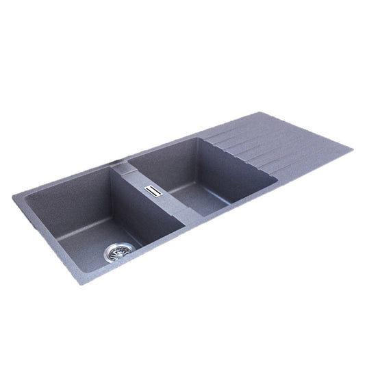 Contemporary Kitchen Sink Square Double Sink with Drain Assembly(Not Included Faucet) Clearhalo 'Home Improvement' 'home_improvement' 'home_improvement_kitchen_sinks' 'Kitchen Remodel & Kitchen Fixtures' 'Kitchen Sinks & Faucet Components' 'Kitchen Sinks' 'kitchen_sinks' 6743003