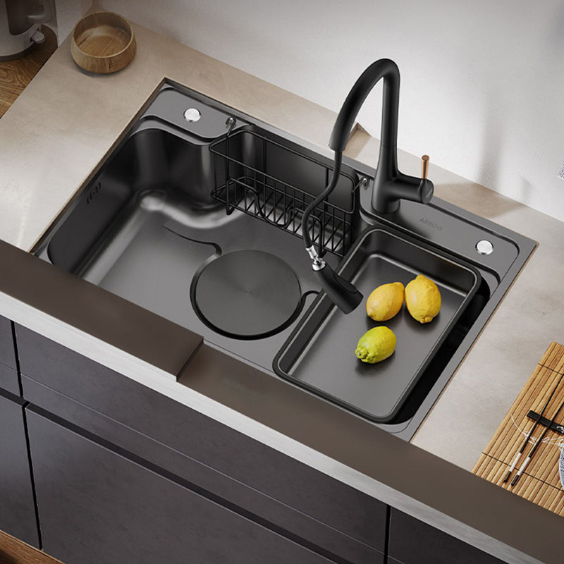 Kitchen Sink Stainless Steel Drop-In Basket Strainer Single Bowl Sink with Faucet Clearhalo 'Home Improvement' 'home_improvement' 'home_improvement_kitchen_sinks' 'Kitchen Remodel & Kitchen Fixtures' 'Kitchen Sinks & Faucet Components' 'Kitchen Sinks' 'kitchen_sinks' 6743029