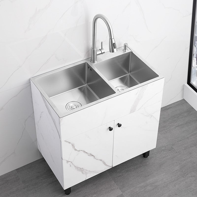 Modern Style Kitchen Sink Stainless Steel All-in-one Kitchen Sink with Storage Box Clearhalo 'Home Improvement' 'home_improvement' 'home_improvement_kitchen_sinks' 'Kitchen Remodel & Kitchen Fixtures' 'Kitchen Sinks & Faucet Components' 'Kitchen Sinks' 'kitchen_sinks' 6743043