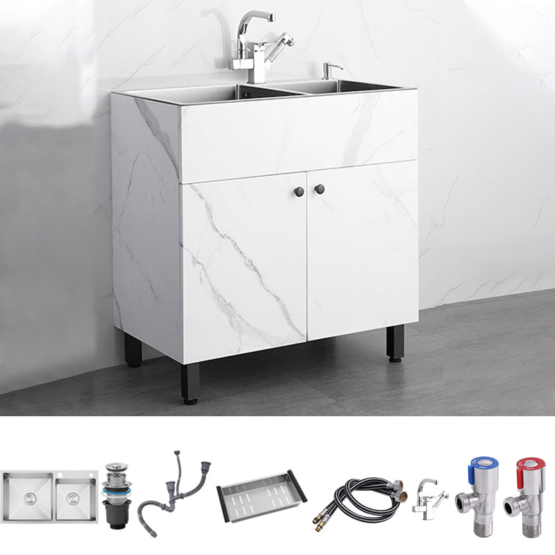 Modern Style Kitchen Sink Stainless Steel All-in-one Kitchen Sink with Storage Box Sink with Faucet Robot Faucet Clearhalo 'Home Improvement' 'home_improvement' 'home_improvement_kitchen_sinks' 'Kitchen Remodel & Kitchen Fixtures' 'Kitchen Sinks & Faucet Components' 'Kitchen Sinks' 'kitchen_sinks' 6743044