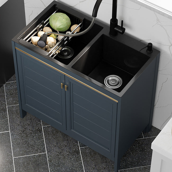 Modern Style Kitchen Sink Stainless Steel All-in-one Kitchen Sink with Drain Strainer Kit Clearhalo 'Home Improvement' 'home_improvement' 'home_improvement_kitchen_sinks' 'Kitchen Remodel & Kitchen Fixtures' 'Kitchen Sinks & Faucet Components' 'Kitchen Sinks' 'kitchen_sinks' 6743059