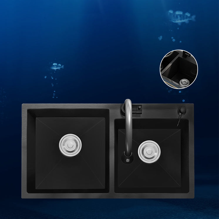 Modern Style Kitchen Sink Stainless Steel All-in-one Kitchen Sink with Drain Strainer Kit Clearhalo 'Home Improvement' 'home_improvement' 'home_improvement_kitchen_sinks' 'Kitchen Remodel & Kitchen Fixtures' 'Kitchen Sinks & Faucet Components' 'Kitchen Sinks' 'kitchen_sinks' 6743071