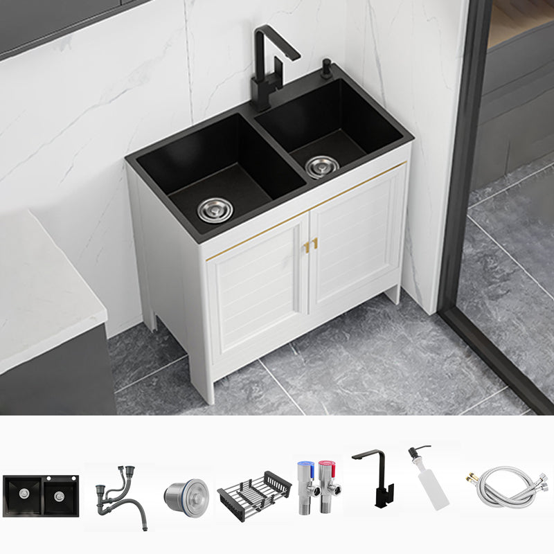 Modern Style Kitchen Sink Stainless Steel All-in-one Kitchen Sink Sink with Faucet Square Faucet Clearhalo 'Home Improvement' 'home_improvement' 'home_improvement_kitchen_sinks' 'Kitchen Remodel & Kitchen Fixtures' 'Kitchen Sinks & Faucet Components' 'Kitchen Sinks' 'kitchen_sinks' 6743087