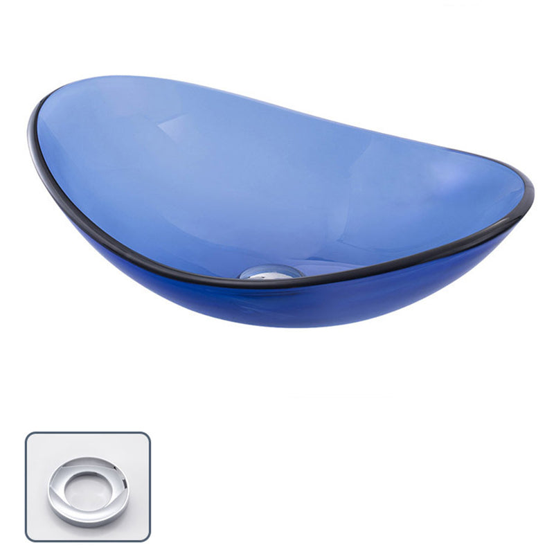 Creative Vessel Bathroom Sink Glass Vessel Lavatory Sink in Blue Sink Oval Clearhalo 'Bathroom Remodel & Bathroom Fixtures' 'Bathroom Sinks & Faucet Components' 'Bathroom Sinks' 'bathroom_sink' 'Home Improvement' 'home_improvement' 'home_improvement_bathroom_sink' 6743134