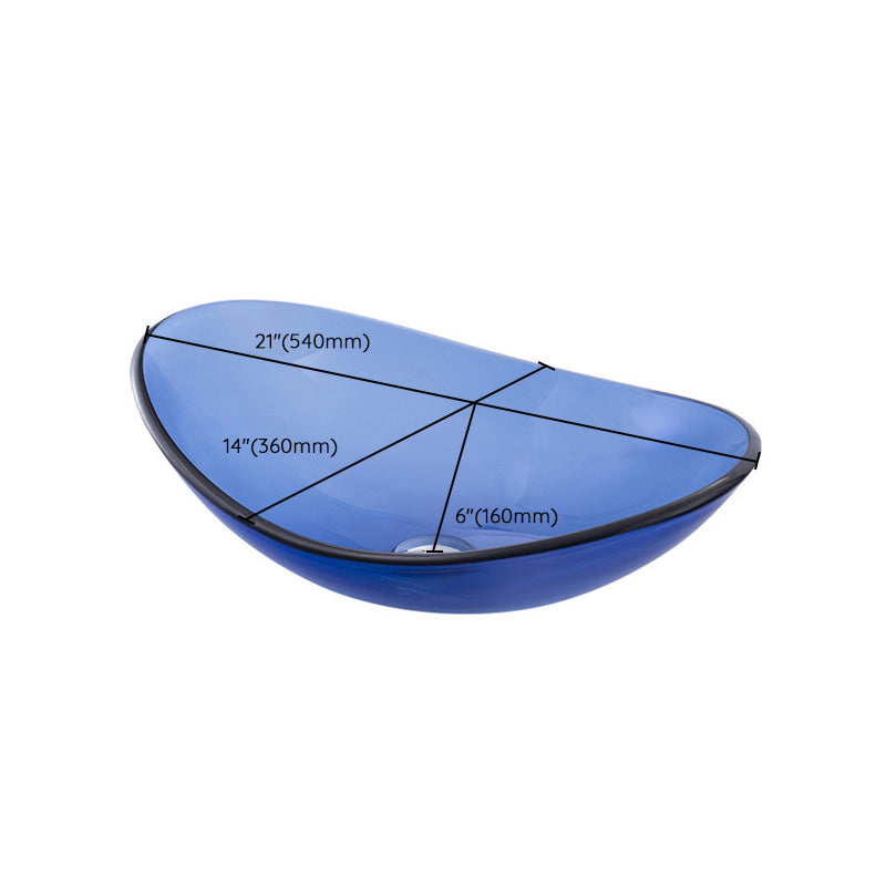 Creative Vessel Bathroom Sink Glass Vessel Lavatory Sink in Blue Clearhalo 'Bathroom Remodel & Bathroom Fixtures' 'Bathroom Sinks & Faucet Components' 'Bathroom Sinks' 'bathroom_sink' 'Home Improvement' 'home_improvement' 'home_improvement_bathroom_sink' 6743142