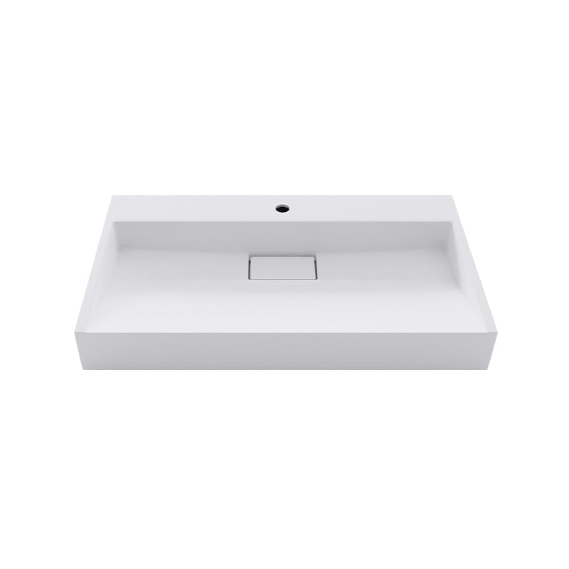 Modern Vessel Bathroom Sink Rectangular Single Faucet Hole Wash Stand(not Included Faucet) 31.5"L x 18.1"W x 4.3"H Matte White 1 Hole Faucets Clearhalo 'Bathroom Remodel & Bathroom Fixtures' 'Bathroom Sinks & Faucet Components' 'Bathroom Sinks' 'bathroom_sink' 'Home Improvement' 'home_improvement' 'home_improvement_bathroom_sink' 6743219