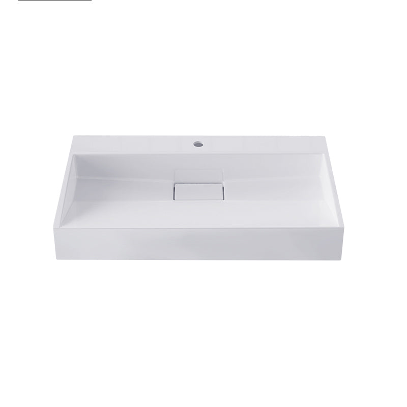 Modern Vessel Bathroom Sink Rectangular Single Faucet Hole Wash Stand(not Included Faucet) 31.5"L x 18.1"W x 4.3"H Bright White 1 Hole Faucets Clearhalo 'Bathroom Remodel & Bathroom Fixtures' 'Bathroom Sinks & Faucet Components' 'Bathroom Sinks' 'bathroom_sink' 'Home Improvement' 'home_improvement' 'home_improvement_bathroom_sink' 6743220