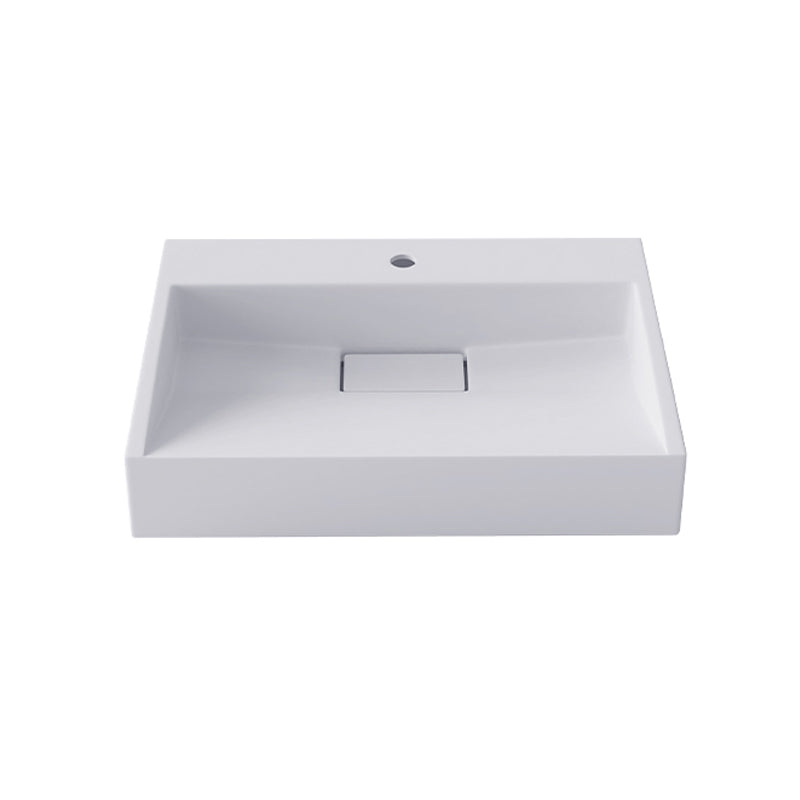 Modern Vessel Bathroom Sink Rectangular Single Faucet Hole Wash Stand(not Included Faucet) 19.7"L x 15"W x 4.3"H Matte White 1 Hole Faucets Clearhalo 'Bathroom Remodel & Bathroom Fixtures' 'Bathroom Sinks & Faucet Components' 'Bathroom Sinks' 'bathroom_sink' 'Home Improvement' 'home_improvement' 'home_improvement_bathroom_sink' 6743224