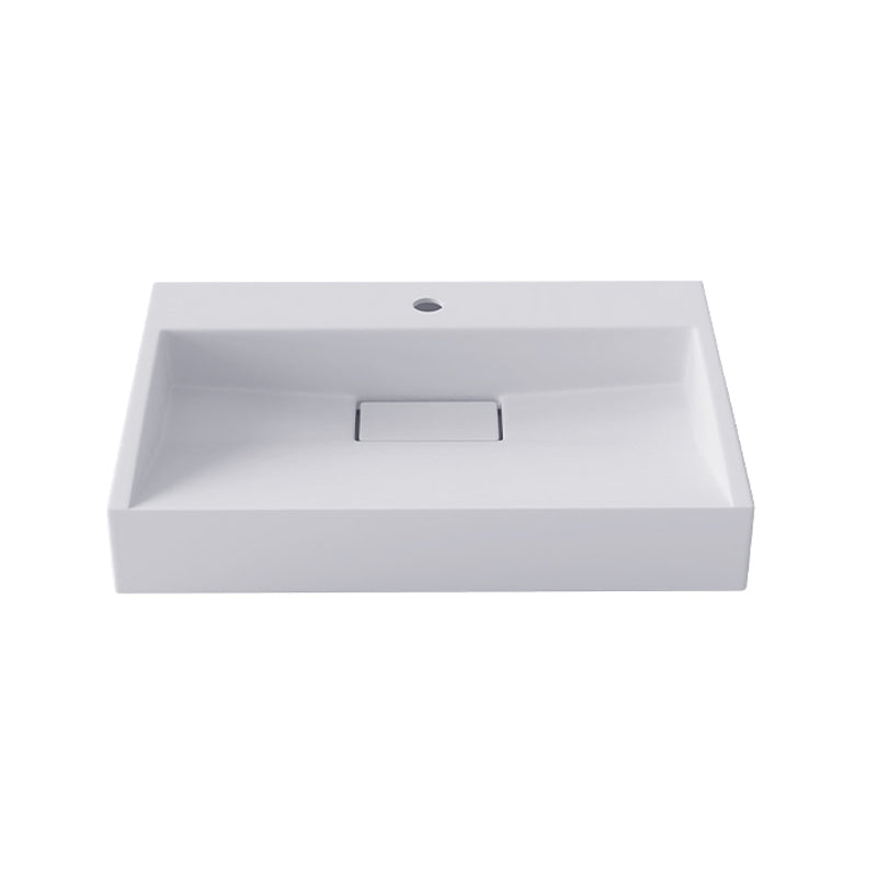 Modern Vessel Bathroom Sink Rectangular Single Faucet Hole Wash Stand(not Included Faucet) 27.6"L x 18.1"W x 4.3"H Matte White 1 Hole Faucets Clearhalo 'Bathroom Remodel & Bathroom Fixtures' 'Bathroom Sinks & Faucet Components' 'Bathroom Sinks' 'bathroom_sink' 'Home Improvement' 'home_improvement' 'home_improvement_bathroom_sink' 6743226