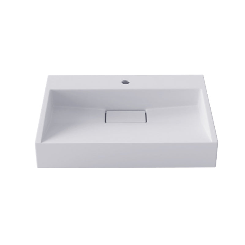 Modern Vessel Bathroom Sink Rectangular Single Faucet Hole Wash Stand(not Included Faucet) 23.6"L x 15"W x 4.3"H Matte White 1 Hole Faucets Clearhalo 'Bathroom Remodel & Bathroom Fixtures' 'Bathroom Sinks & Faucet Components' 'Bathroom Sinks' 'bathroom_sink' 'Home Improvement' 'home_improvement' 'home_improvement_bathroom_sink' 6743231