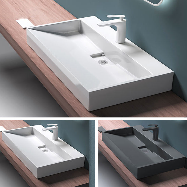 Modern Vessel Bathroom Sink Rectangular Single Faucet Hole Wash Stand(not Included Faucet) Clearhalo 'Bathroom Remodel & Bathroom Fixtures' 'Bathroom Sinks & Faucet Components' 'Bathroom Sinks' 'bathroom_sink' 'Home Improvement' 'home_improvement' 'home_improvement_bathroom_sink' 6743243
