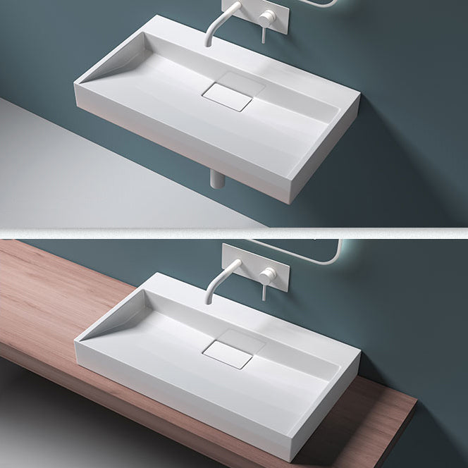 Modern Vessel Bathroom Sink Rectangular Single Faucet Hole Wash Stand(not Included Faucet) Clearhalo 'Bathroom Remodel & Bathroom Fixtures' 'Bathroom Sinks & Faucet Components' 'Bathroom Sinks' 'bathroom_sink' 'Home Improvement' 'home_improvement' 'home_improvement_bathroom_sink' 6743245