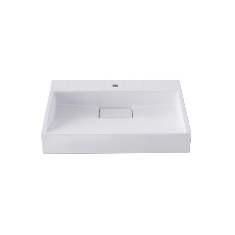 Modern Vessel Bathroom Sink Rectangular Single Faucet Hole Wash Stand(not Included Faucet) 27.6"L x 18.1"W x 4.3"H Bright White 1 Hole Faucets Clearhalo 'Bathroom Remodel & Bathroom Fixtures' 'Bathroom Sinks & Faucet Components' 'Bathroom Sinks' 'bathroom_sink' 'Home Improvement' 'home_improvement' 'home_improvement_bathroom_sink' 6743247