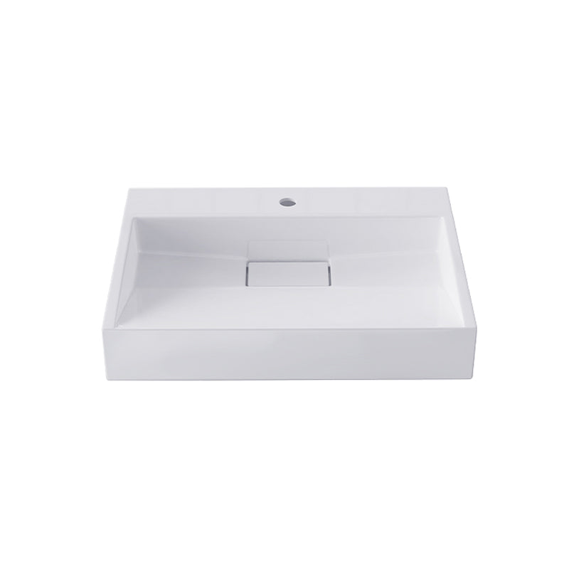 Modern Vessel Bathroom Sink Rectangular Single Faucet Hole Wash Stand(not Included Faucet) 23.6"L x 15"W x 4.3"H Bright White 1 Hole Faucets Clearhalo 'Bathroom Remodel & Bathroom Fixtures' 'Bathroom Sinks & Faucet Components' 'Bathroom Sinks' 'bathroom_sink' 'Home Improvement' 'home_improvement' 'home_improvement_bathroom_sink' 6743248