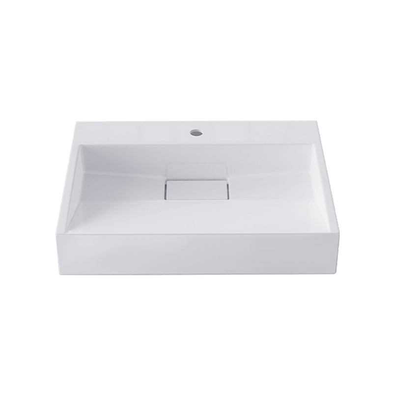 Modern Vessel Bathroom Sink Rectangular Single Faucet Hole Wash Stand(not Included Faucet) 19.7"L x 15"W x 4.3"H Bright White 1 Hole Faucets Clearhalo 'Bathroom Remodel & Bathroom Fixtures' 'Bathroom Sinks & Faucet Components' 'Bathroom Sinks' 'bathroom_sink' 'Home Improvement' 'home_improvement' 'home_improvement_bathroom_sink' 6743252