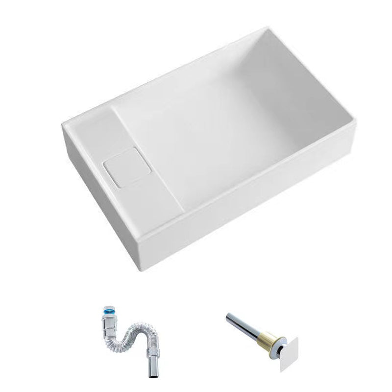 Modern Vessel Bathroom Sink Rectangular Porcelain with Overflow and Faucet Basin Sink 23.6"L x 15"W x 5.5"H Right Sulcus Sink Clearhalo 'Bathroom Remodel & Bathroom Fixtures' 'Bathroom Sinks & Faucet Components' 'Bathroom Sinks' 'bathroom_sink' 'Home Improvement' 'home_improvement' 'home_improvement_bathroom_sink' 6743262