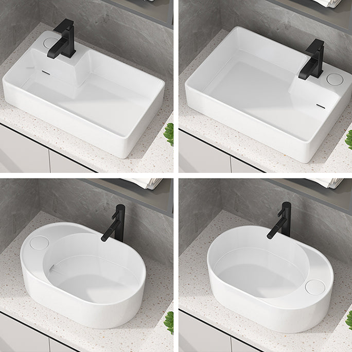 Modern Vessel Bathroom Sink Rectangular Porcelain with Overflow and Faucet Basin Sink Clearhalo 'Bathroom Remodel & Bathroom Fixtures' 'Bathroom Sinks & Faucet Components' 'Bathroom Sinks' 'bathroom_sink' 'Home Improvement' 'home_improvement' 'home_improvement_bathroom_sink' 6743264