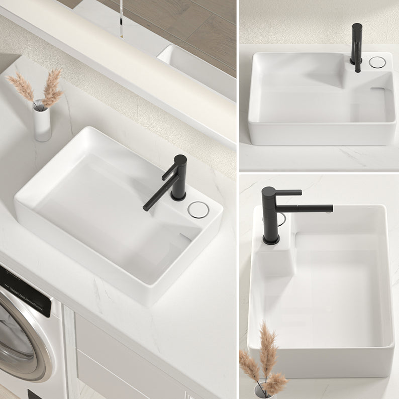 Modern Vessel Bathroom Sink Rectangular Porcelain with Overflow and Faucet Basin Sink Clearhalo 'Bathroom Remodel & Bathroom Fixtures' 'Bathroom Sinks & Faucet Components' 'Bathroom Sinks' 'bathroom_sink' 'Home Improvement' 'home_improvement' 'home_improvement_bathroom_sink' 6743265