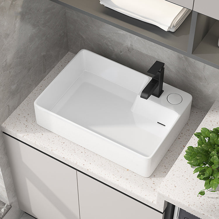 Modern Vessel Bathroom Sink Rectangular Porcelain with Overflow and Faucet Basin Sink Clearhalo 'Bathroom Remodel & Bathroom Fixtures' 'Bathroom Sinks & Faucet Components' 'Bathroom Sinks' 'bathroom_sink' 'Home Improvement' 'home_improvement' 'home_improvement_bathroom_sink' 6743267