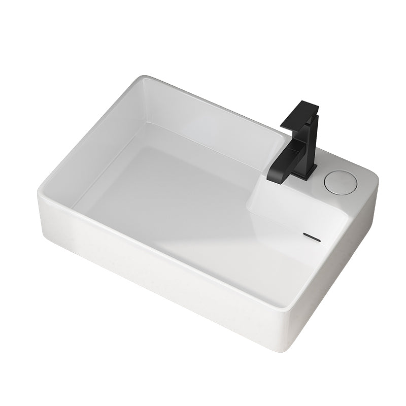 Modern Vessel Bathroom Sink Rectangular Porcelain with Overflow and Faucet Basin Sink Clearhalo 'Bathroom Remodel & Bathroom Fixtures' 'Bathroom Sinks & Faucet Components' 'Bathroom Sinks' 'bathroom_sink' 'Home Improvement' 'home_improvement' 'home_improvement_bathroom_sink' 6743269