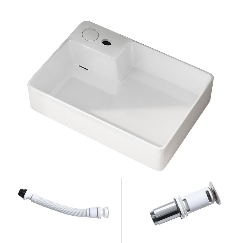 Modern Vessel Bathroom Sink Rectangular Porcelain with Overflow and Faucet Basin Sink 24"L x 17"W x 6"H Right Sulcus Sink Clearhalo 'Bathroom Remodel & Bathroom Fixtures' 'Bathroom Sinks & Faucet Components' 'Bathroom Sinks' 'bathroom_sink' 'Home Improvement' 'home_improvement' 'home_improvement_bathroom_sink' 6743273