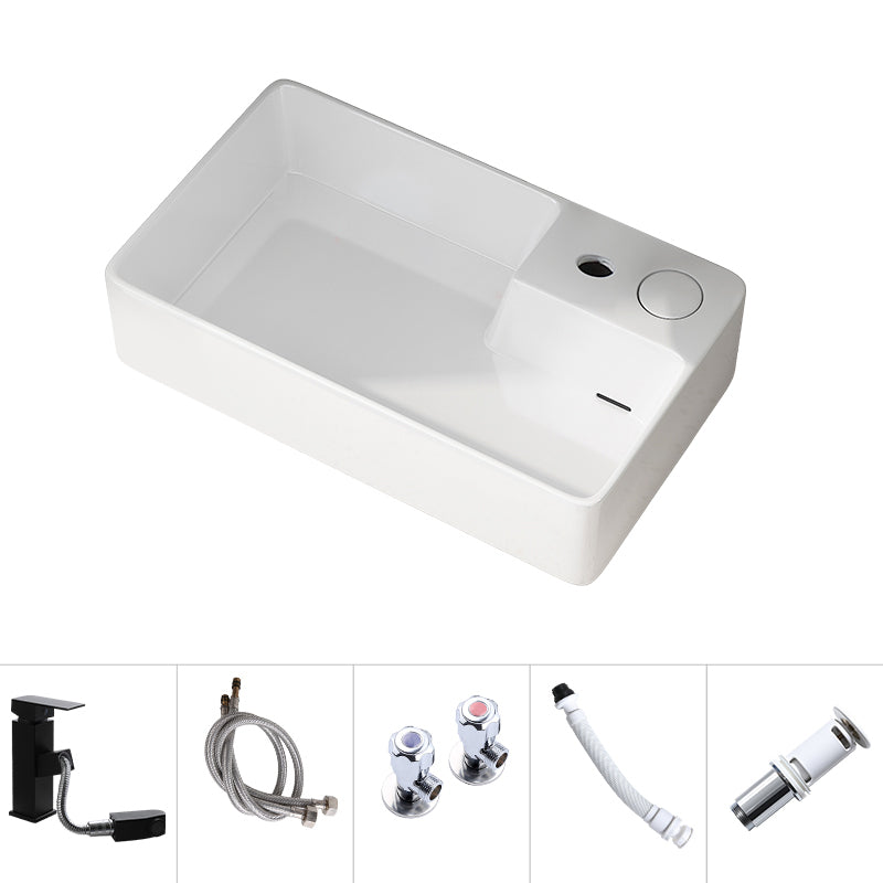 Modern Vessel Bathroom Sink Rectangular Porcelain with Overflow and Faucet Basin Sink 24"L x 14"W x 6"H Left Sulcus Sink with Faucet Clearhalo 'Bathroom Remodel & Bathroom Fixtures' 'Bathroom Sinks & Faucet Components' 'Bathroom Sinks' 'bathroom_sink' 'Home Improvement' 'home_improvement' 'home_improvement_bathroom_sink' 6743275