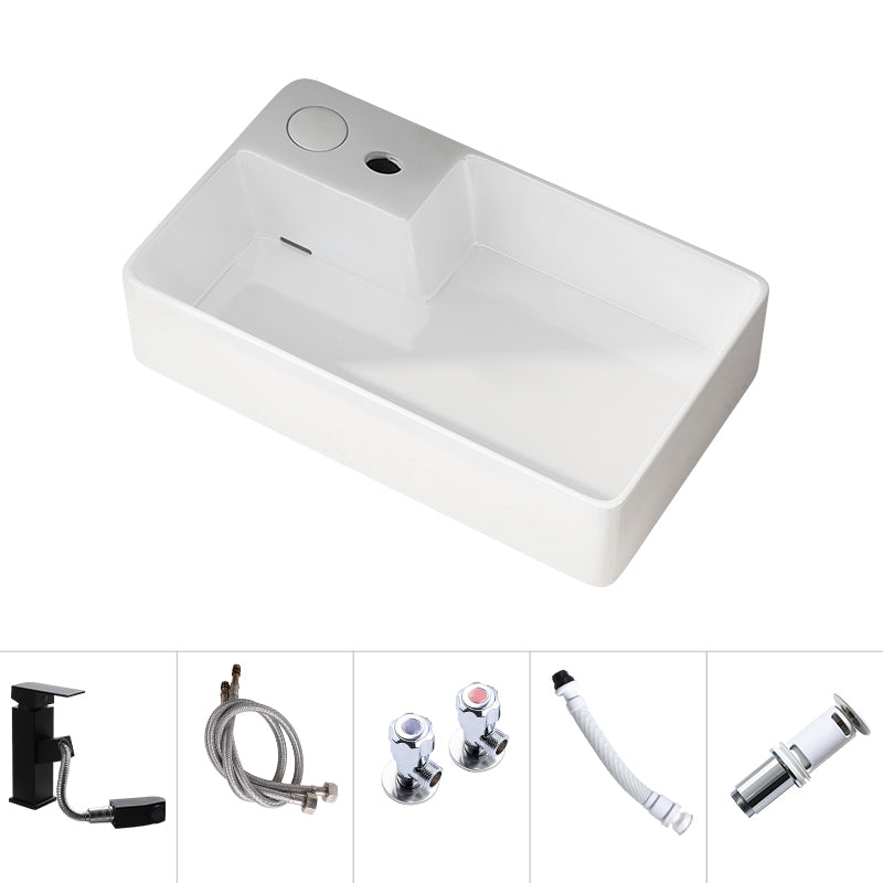 Modern Vessel Bathroom Sink Rectangular Porcelain with Overflow and Faucet Basin Sink 24"L x 14"W x 6"H Right Sulcus Sink with Faucet Clearhalo 'Bathroom Remodel & Bathroom Fixtures' 'Bathroom Sinks & Faucet Components' 'Bathroom Sinks' 'bathroom_sink' 'Home Improvement' 'home_improvement' 'home_improvement_bathroom_sink' 6743277