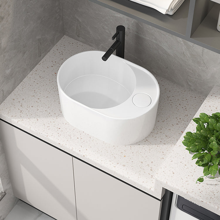 Modern Vessel Bathroom Sink Rectangular Porcelain with Overflow and Faucet Basin Sink Clearhalo 'Bathroom Remodel & Bathroom Fixtures' 'Bathroom Sinks & Faucet Components' 'Bathroom Sinks' 'bathroom_sink' 'Home Improvement' 'home_improvement' 'home_improvement_bathroom_sink' 6743279