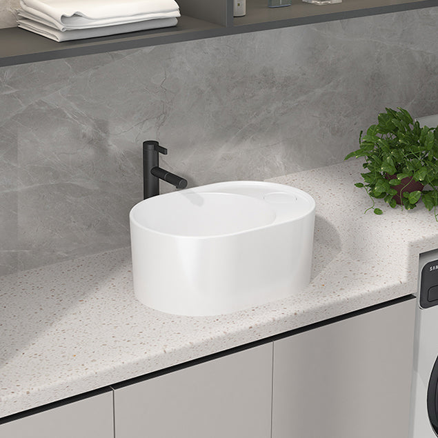 Modern Vessel Bathroom Sink Rectangular Porcelain with Overflow and Faucet Basin Sink Clearhalo 'Bathroom Remodel & Bathroom Fixtures' 'Bathroom Sinks & Faucet Components' 'Bathroom Sinks' 'bathroom_sink' 'Home Improvement' 'home_improvement' 'home_improvement_bathroom_sink' 6743282