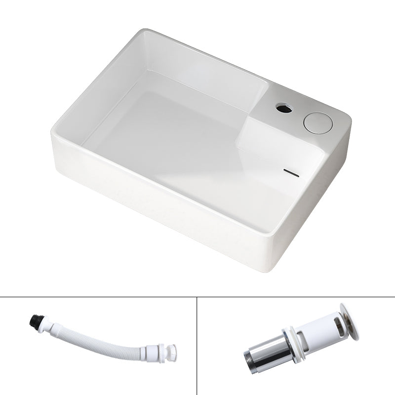 Modern Vessel Bathroom Sink Rectangular Porcelain with Overflow and Faucet Basin Sink 24"L x 17"W x 6"H Left Sulcus Sink Clearhalo 'Bathroom Remodel & Bathroom Fixtures' 'Bathroom Sinks & Faucet Components' 'Bathroom Sinks' 'bathroom_sink' 'Home Improvement' 'home_improvement' 'home_improvement_bathroom_sink' 6743286