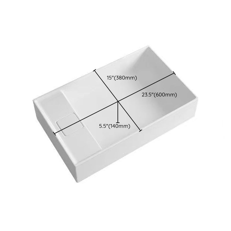 Modern Vessel Bathroom Sink Rectangular Porcelain with Overflow and Faucet Basin Sink Clearhalo 'Bathroom Remodel & Bathroom Fixtures' 'Bathroom Sinks & Faucet Components' 'Bathroom Sinks' 'bathroom_sink' 'Home Improvement' 'home_improvement' 'home_improvement_bathroom_sink' 6743293