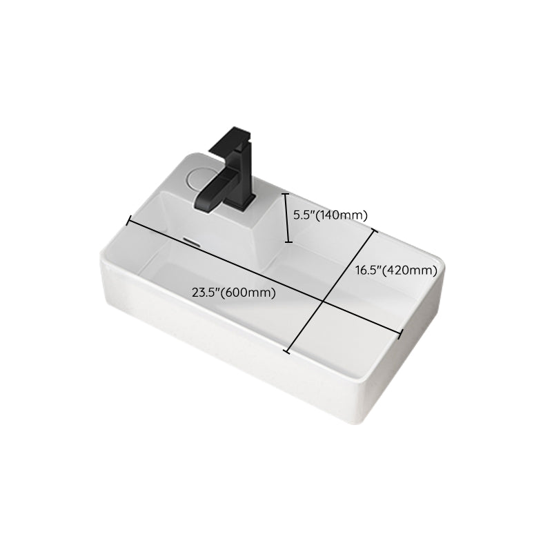 Modern Vessel Bathroom Sink Rectangular Porcelain with Overflow and Faucet Basin Sink Clearhalo 'Bathroom Remodel & Bathroom Fixtures' 'Bathroom Sinks & Faucet Components' 'Bathroom Sinks' 'bathroom_sink' 'Home Improvement' 'home_improvement' 'home_improvement_bathroom_sink' 6743297