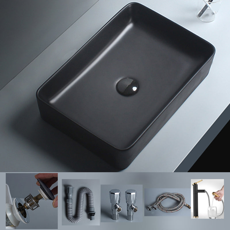 Modern Vessel Lavatory Sink Porcelain with Faucet and Basin Bathroom Sink 20"L x 13"W x 4"H Pulling Sink with Faucet Clearhalo 'Bathroom Remodel & Bathroom Fixtures' 'Bathroom Sinks & Faucet Components' 'Bathroom Sinks' 'bathroom_sink' 'Home Improvement' 'home_improvement' 'home_improvement_bathroom_sink' 6743366