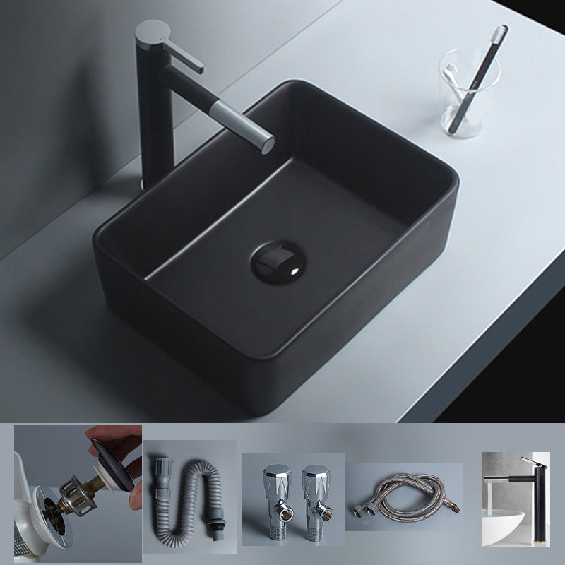 Modern Vessel Lavatory Sink Porcelain with Faucet and Basin Bathroom Sink 16"L x 12"W x 5"H Swivel Faucet Sink with Faucet Clearhalo 'Bathroom Remodel & Bathroom Fixtures' 'Bathroom Sinks & Faucet Components' 'Bathroom Sinks' 'bathroom_sink' 'Home Improvement' 'home_improvement' 'home_improvement_bathroom_sink' 6743381
