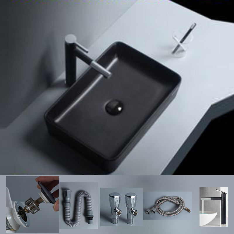 Modern Vessel Lavatory Sink Porcelain with Faucet and Basin Bathroom Sink 20"L x 13"W x 4"H Swivel Faucet Sink with Faucet Clearhalo 'Bathroom Remodel & Bathroom Fixtures' 'Bathroom Sinks & Faucet Components' 'Bathroom Sinks' 'bathroom_sink' 'Home Improvement' 'home_improvement' 'home_improvement_bathroom_sink' 6743383