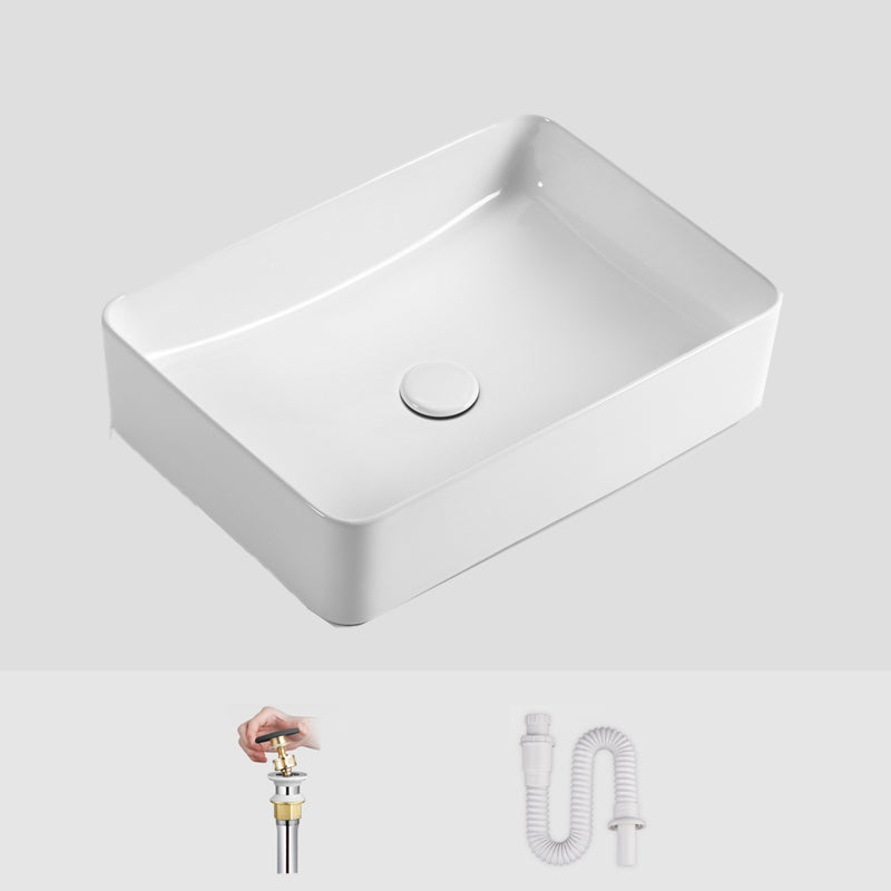 Modern Bathroom Sink Ceramic Oval White Basin Drain Assembly Bathroom Sink 21"L x 15"W x 5"H White None Clearhalo 'Bathroom Remodel & Bathroom Fixtures' 'Bathroom Sinks & Faucet Components' 'Bathroom Sinks' 'bathroom_sink' 'Home Improvement' 'home_improvement' 'home_improvement_bathroom_sink' 6743400